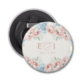 Elegante Boho Zomer Lente Blush Bloemen Bruiloft Button Flesopener (Voorkant)