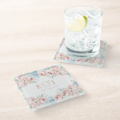 Elegante Boho Zomer Lente Blush Bloemen Bruiloft Glazen Onderzetter (Schuin)