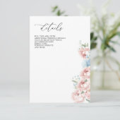 Elegante Boho Zomer Lente Blush Bloemen Bruiloft Informatiekaartje (Staand voorkant)