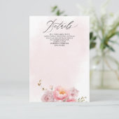 Elegante Boho Zomer Lente Blush Bloemen Bruiloft Informatiekaartje (Staand voorkant)