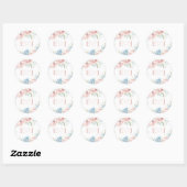 Elegante Boho Zomer Lente Blush Bloemen Bruiloft Ronde Sticker (Vel)