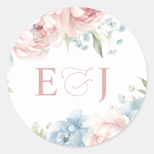Elegante Boho Zomer Lente Blush Bloemen Bruiloft Ronde Sticker (Voorkant)