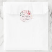 Elegante Boho Zomer Lente Blush Bloemen Bruiloft Ronde Sticker (Tas)