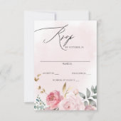 Elegante Boho Zomer Lente Blush Bloemen Bruiloft RSVP Kaartje (Voorkant)