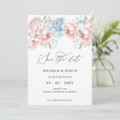 Elegante Boho Zomer Lente Blush Bloemen Bruiloft Save The Date (Staand voorkant)