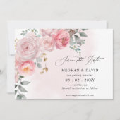 Elegante Boho Zomer Lente Blush Bloemen Bruiloft Save The Date (Voorkant)