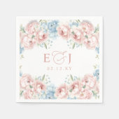 Elegante Boho Zomer Lente Blush Bloemen Bruiloft Servet (Voorkant)