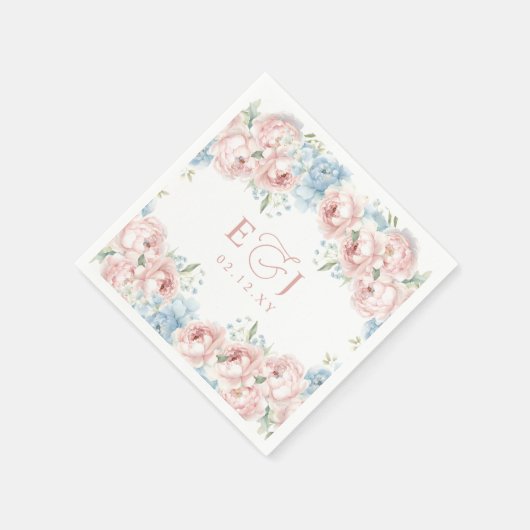 Elegante Boho Zomer Lente Blush Bloemen Bruiloft Servet (Hoek)