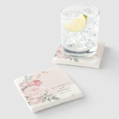 Elegante Boho Zomer Lente Blush Bloemen Bruiloft Stenen Onderzetter (Zijkant)