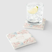 Elegante Boho Zomer Lente Blush Bloemen Bruiloft Stenen Onderzetter (Zijkant)