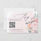 Elegante Boho Zomer Lente Blush Bloemen QR CODE RSVP Kaartje (Voorkant)
