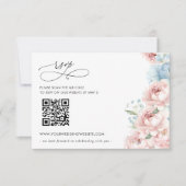 Elegante Boho Zomer Lente Blush Bloemen QR CODE RSVP Kaartje (Voorkant)