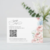 Elegante Boho Zomer Lente Blush Bloemen QR CODE RSVP Kaartje (Staand voorkant)