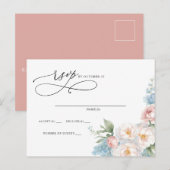 Elegante Boho Zomer Lente Blush Bloemen RSVP Briefkaart (Voorkant / Achterkant)