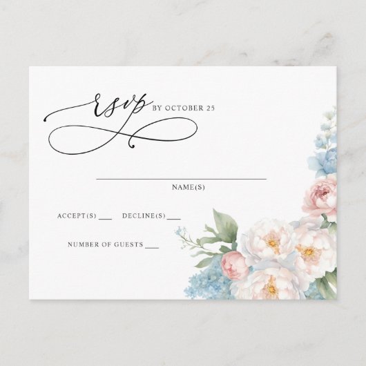 Elegante Boho Zomer Lente Blush Bloemen RSVP Briefkaart (Voorkant)