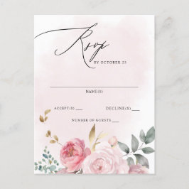 Elegante Boho Zomer Lente Blush Bloemen RSVP Briefkaart