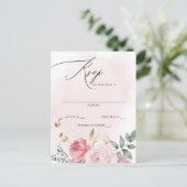 Elegante Boho Zomer Lente Blush Bloemen RSVP Briefkaart (Staand voorkant)