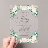 Elegante Boho Zomer Lente Ivoor Bloemen Bruiloft Acryl Uitnodigingen (Insitu (Draagbaar))