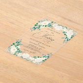 Elegante Boho Zomer Lente Ivoor Bloemen Bruiloft Acryl Uitnodigingen (Laagn)