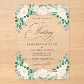 Elegante Boho Zomer Lente Ivoor Bloemen Bruiloft Acryl Uitnodigingen (Voorkant)