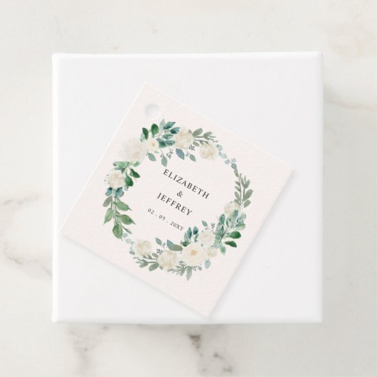 Elegante Boho Zomer Lente Ivoor Bloemen Bruiloft Bedankjes Labels (In situ)