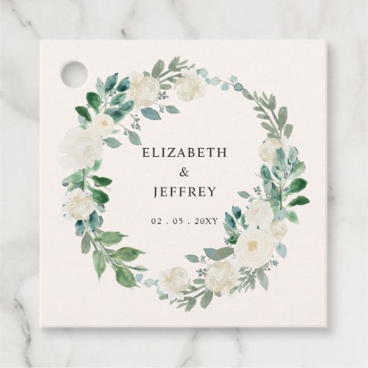 Elegante Boho Zomer Lente Ivoor Bloemen Bruiloft Bedankjes Labels (Voorkant)