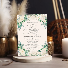 Elegante Boho Zomer Lente Ivoor Bloemen Bruiloft Kaart