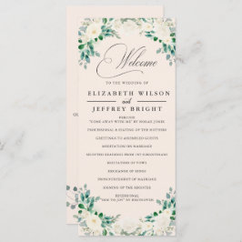 Elegante Boho Zomer Lente Ivoor Bloemen Bruiloft Programmakaart