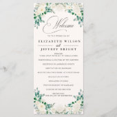 Elegante Boho Zomer Lente Ivoor Bloemen Bruiloft Programmakaart (Voorkant)