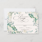 Elegante Boho Zomer Lente Ivoor Bloemen Bruiloft RSVP Kaartje (Voorkant)