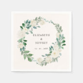 Elegante Boho Zomer Lente Ivoor Bloemen Bruiloft Servet (Voorkant)