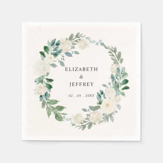 Elegante Boho Zomer Lente Ivoor Bloemen Bruiloft Servet (Voorkant)