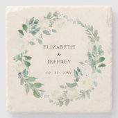 Elegante Boho Zomer Lente Ivoor Bloemen Bruiloft Stenen Onderzetter (Voorkant)