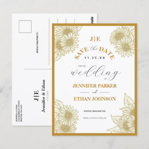 Elegante Boho Zonnebloem Botanische Save the Date Briefkaart