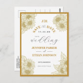 Elegante Boho Zonnebloem Botanische Save the Date Briefkaart (Voorkant / Achterkant)
