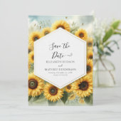 Elegante Boho Zonnebloem bruiloft Save The Date (Staand voorkant)