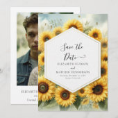 Elegante Boho Zonnebloem bruiloft Save The Date (Voorkant / Achterkant)