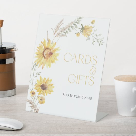 Elegante Boho Zonnebloem Kaarten & Geschenken Douc Reclamebord Met Voetstuk (Insitu)