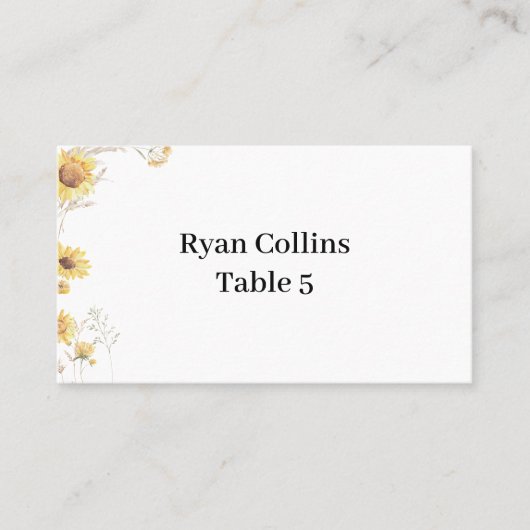 Elegante Boho Zonnebloem Place Kaarten Plaatskaartje (Voorkant)