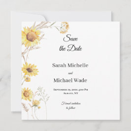 Elegante Boho zonnebloemen Save the Date Nodig