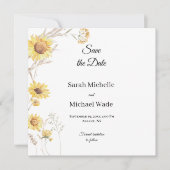 Elegante Boho zonnebloemen Save the Date uitnodigi (Voorkant)
