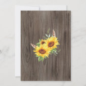 Elegante Boho Zonnebloemen Zomer Aquarel Bruiloft Kaart (Achterkant)