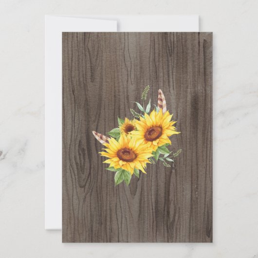 Elegante Boho Zonnebloemen Zomer Aquarel Bruiloft Kaart (Achterkant)