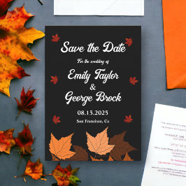 Elegante Boho zwart en wit herfst bladeren bruilof Save The Date