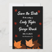 Elegante Boho zwart en wit herfst bladeren bruilof Save The Date (Voorkant)