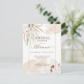 Elegante Bohoemische Bloemige Boho Bruiloftsdouche Kaart (Staand voorkant)