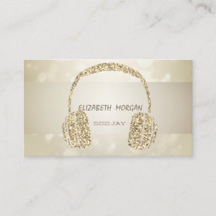 Elegante Bokeg, Gouden Glitter Hoofdtelefoon Visitekaartje