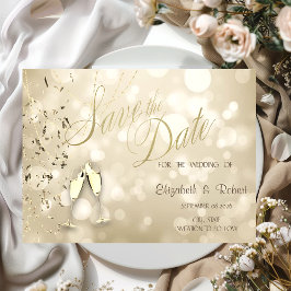 Elegante Bokeh,Confetti Wijnglazen Bruiloft Save The Date