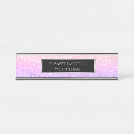 Elegante Bokeh Frame Bureau Naambordje (Voorkant)