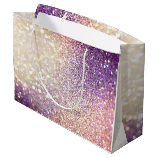 Elegante Bokeh Glitter Kerstmis Groot Cadeauzakje (Achterkant Gekanteld)
